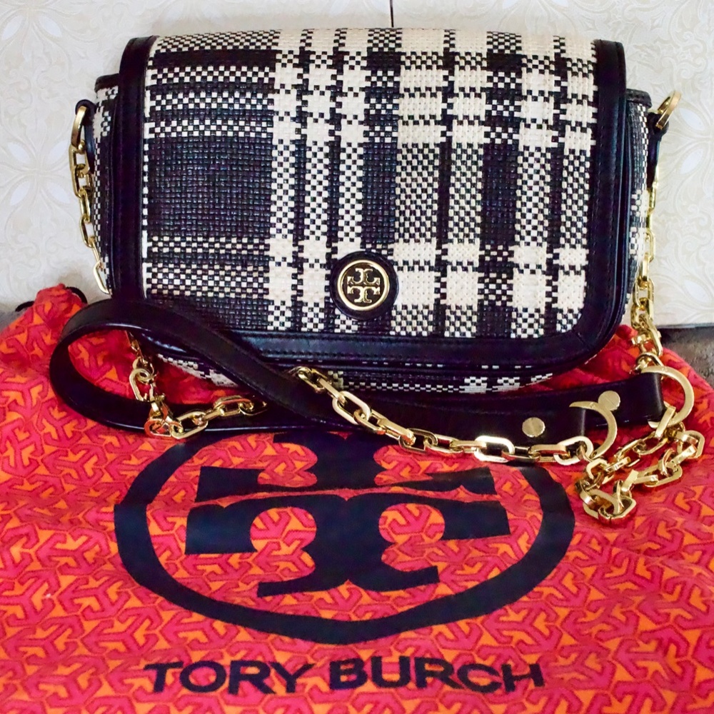 Tory Burch Mini Plaid Robinson Chain Crossbody Bag